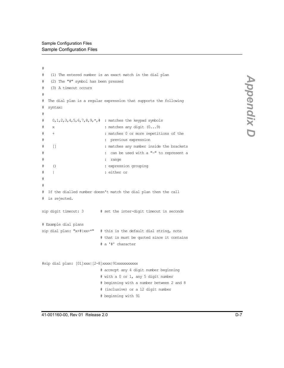 Appendix d | Aastra Telecom SISIP 57I CT User Manual | Page 497 / 602