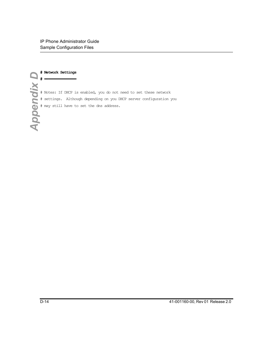 Appendix d | Aastra Telecom SISIP 57I CT User Manual | Page 504 / 602
