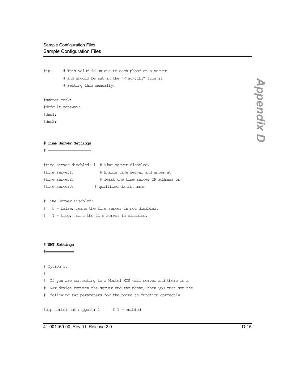 Appendix d | Aastra Telecom SISIP 57I CT User Manual | Page 505 / 602