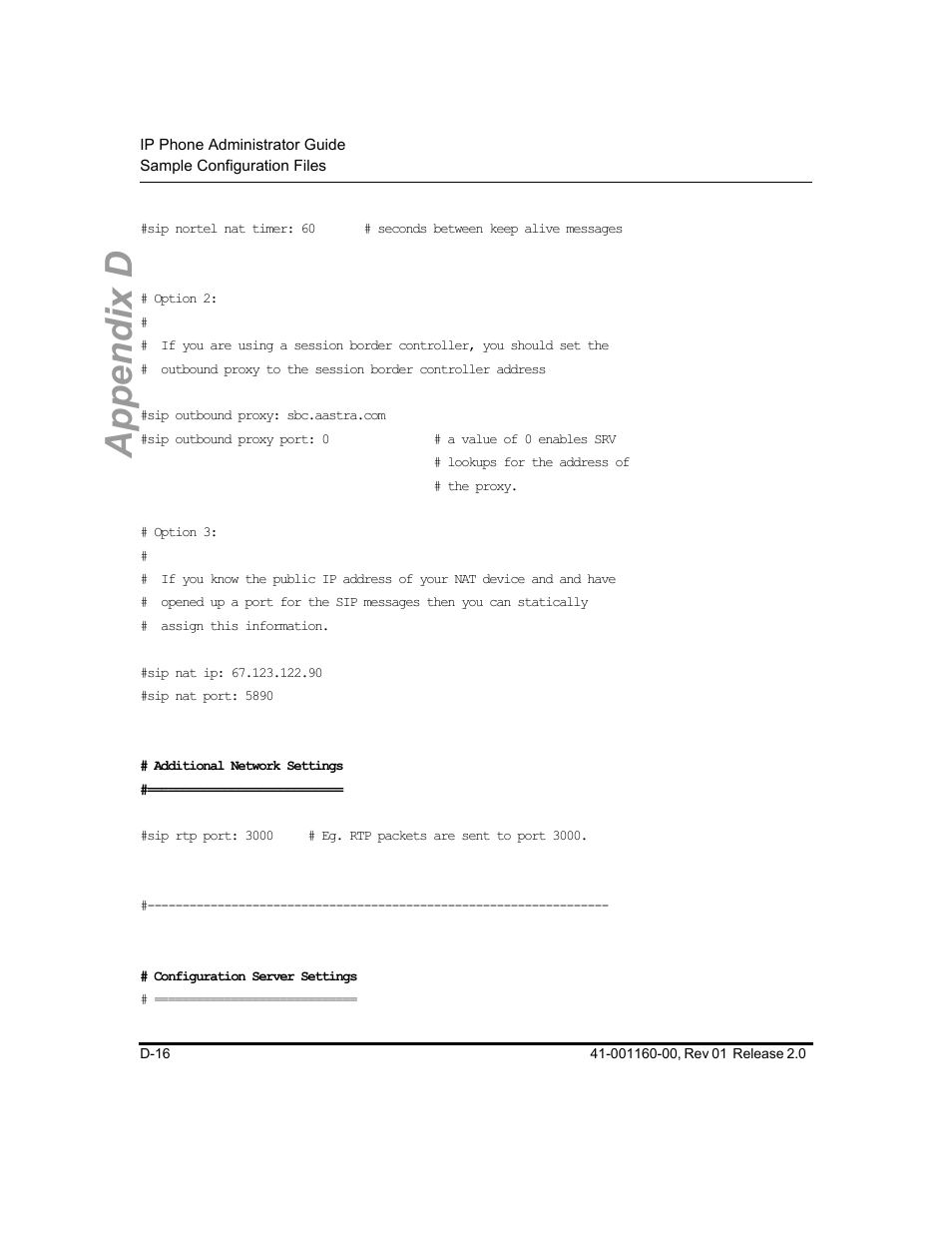 Appendix d | Aastra Telecom SISIP 57I CT User Manual | Page 506 / 602