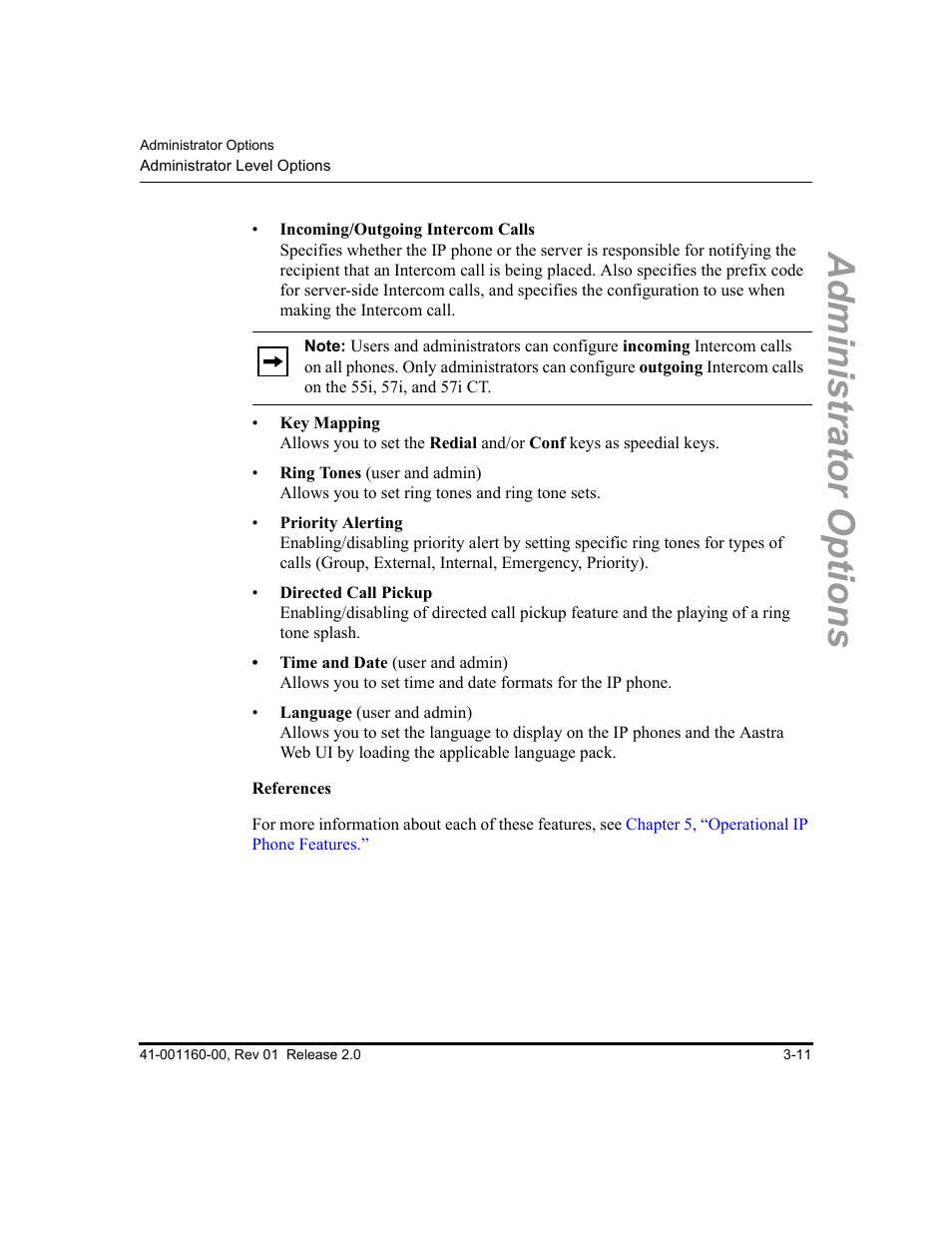 Administrator options | Aastra Telecom SISIP 57I CT User Manual | Page 51 / 602