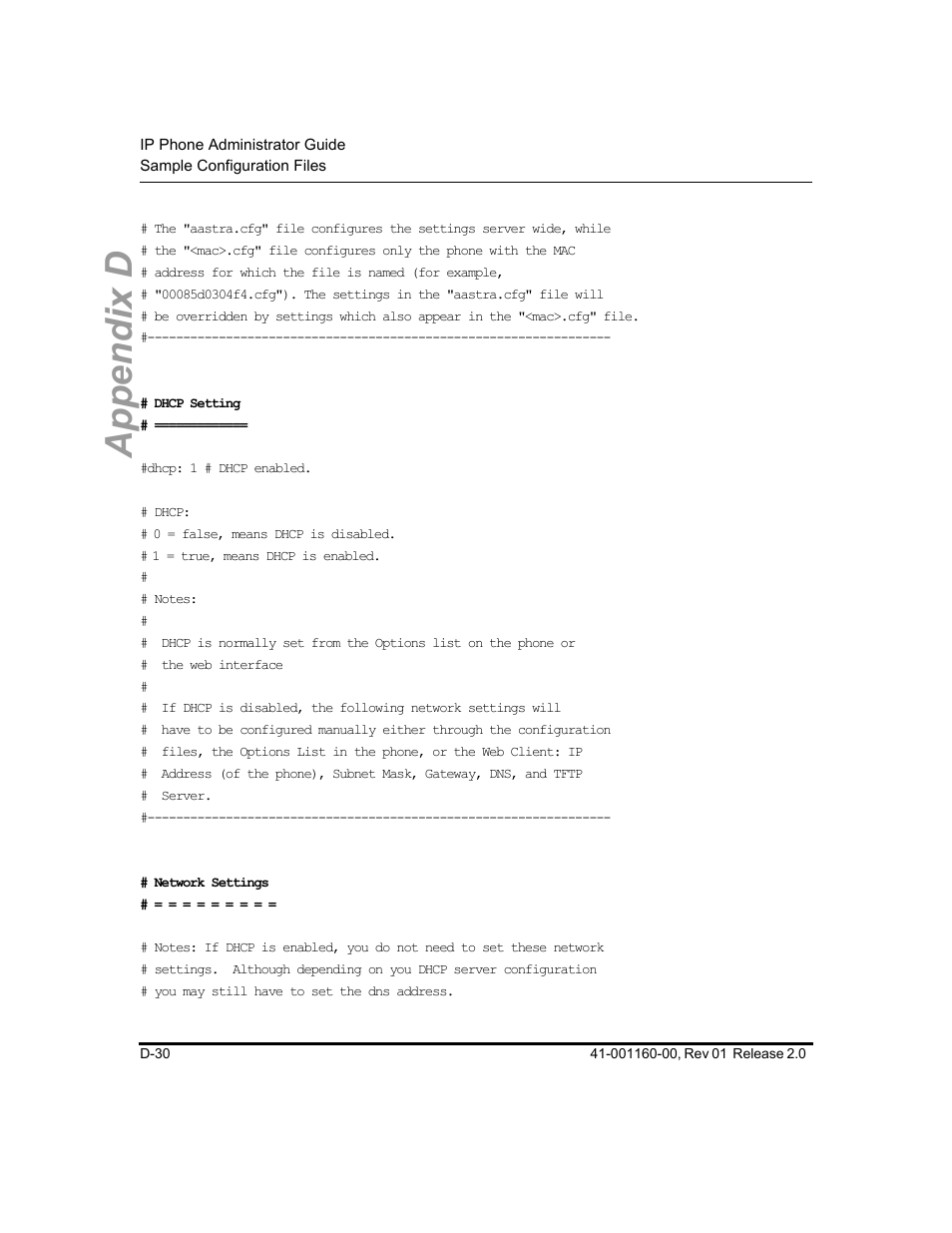 Appendix d | Aastra Telecom SISIP 57I CT User Manual | Page 520 / 602