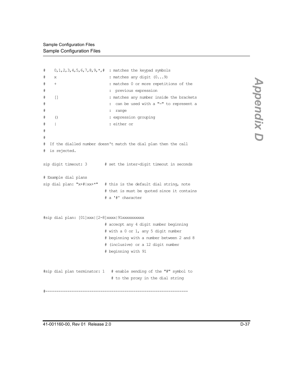 Appendix d | Aastra Telecom SISIP 57I CT User Manual | Page 527 / 602