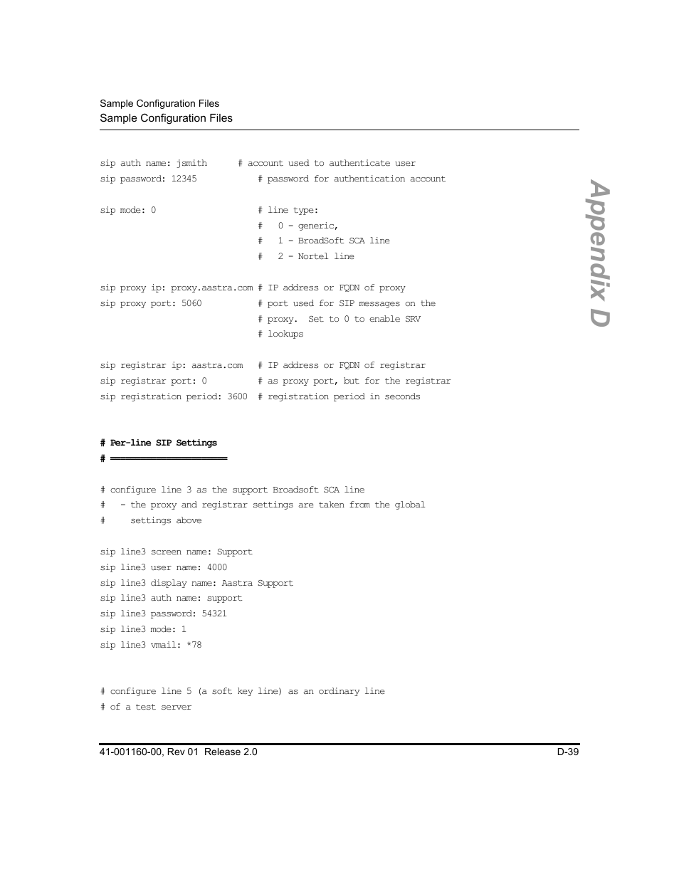 Appendix d | Aastra Telecom SISIP 57I CT User Manual | Page 529 / 602