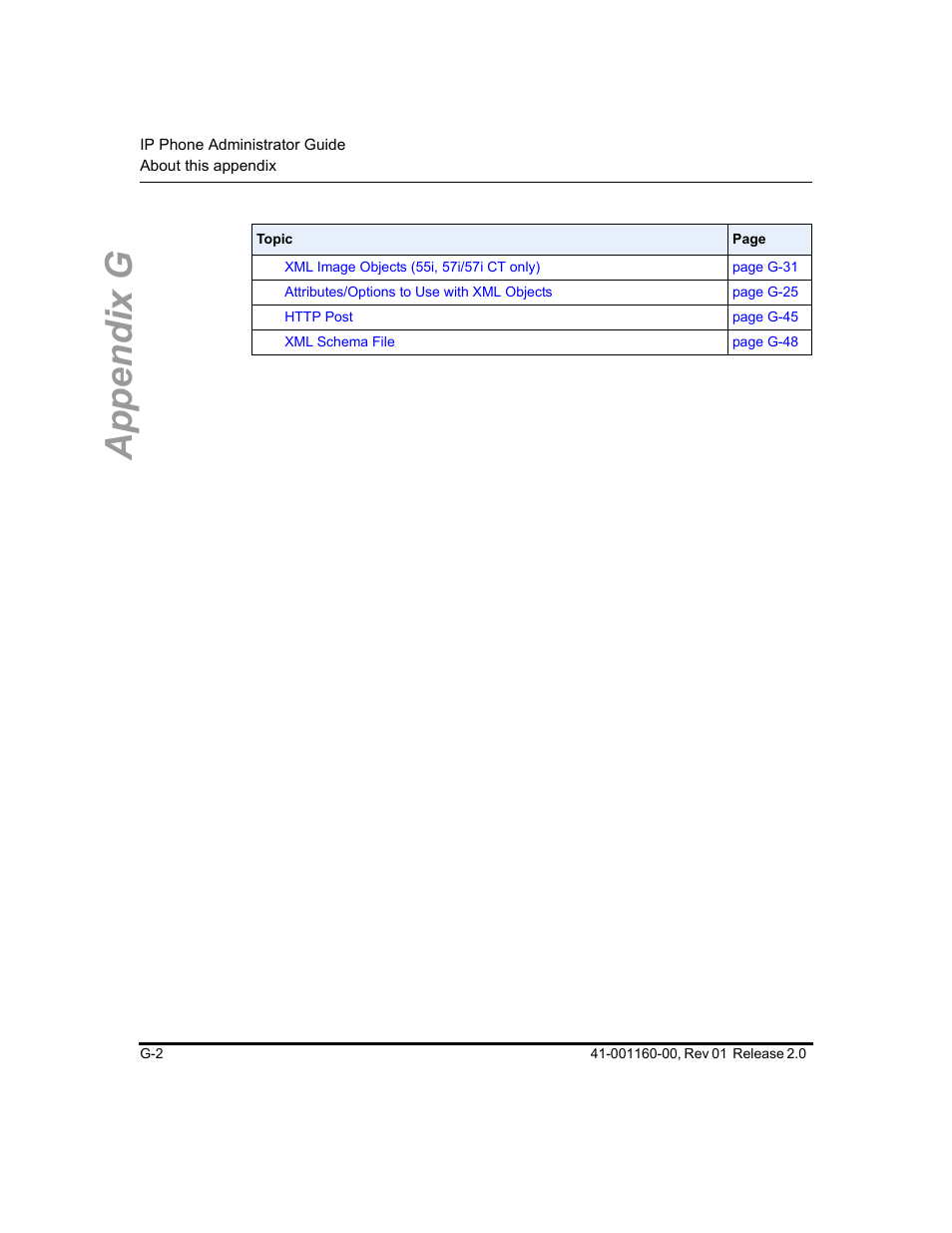 Appendix g | Aastra Telecom SISIP 57I CT User Manual | Page 542 / 602