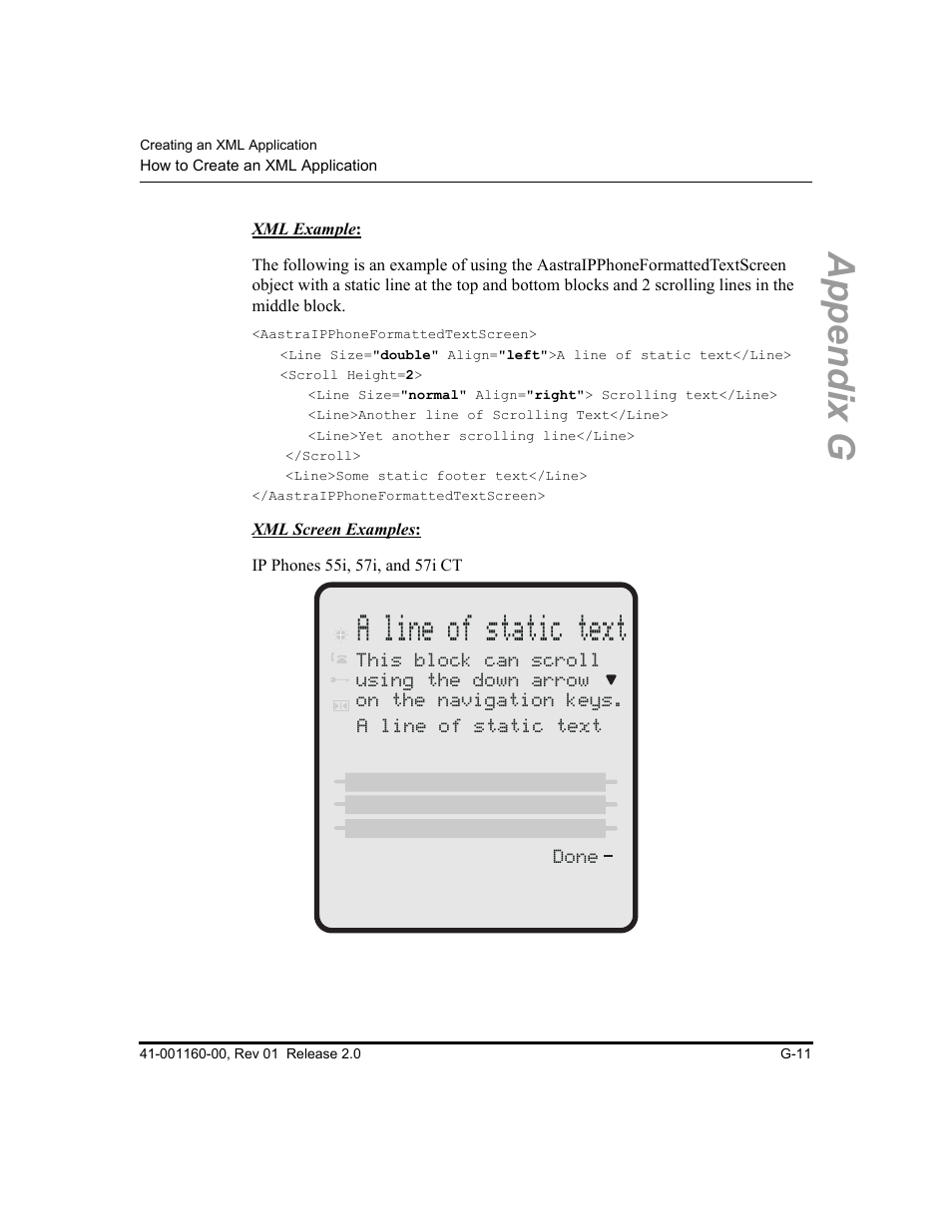 A line of static text, Appendix g | Aastra Telecom SISIP 57I CT User Manual | Page 551 / 602