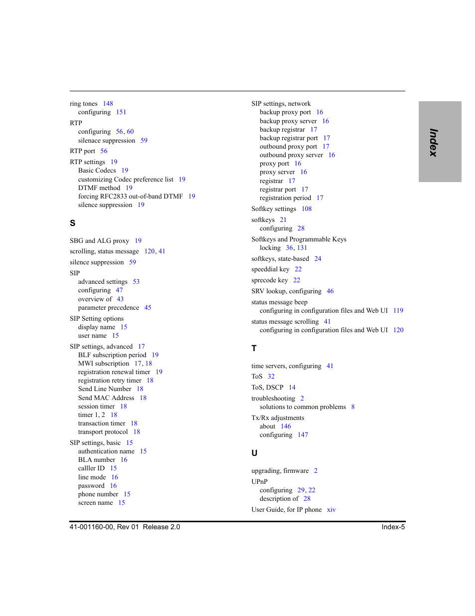 Index | Aastra Telecom SISIP 57I CT User Manual | Page 599 / 602