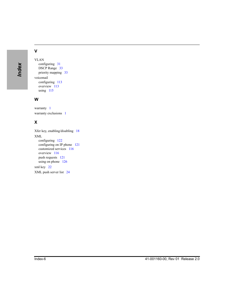 Index | Aastra Telecom SISIP 57I CT User Manual | Page 600 / 602