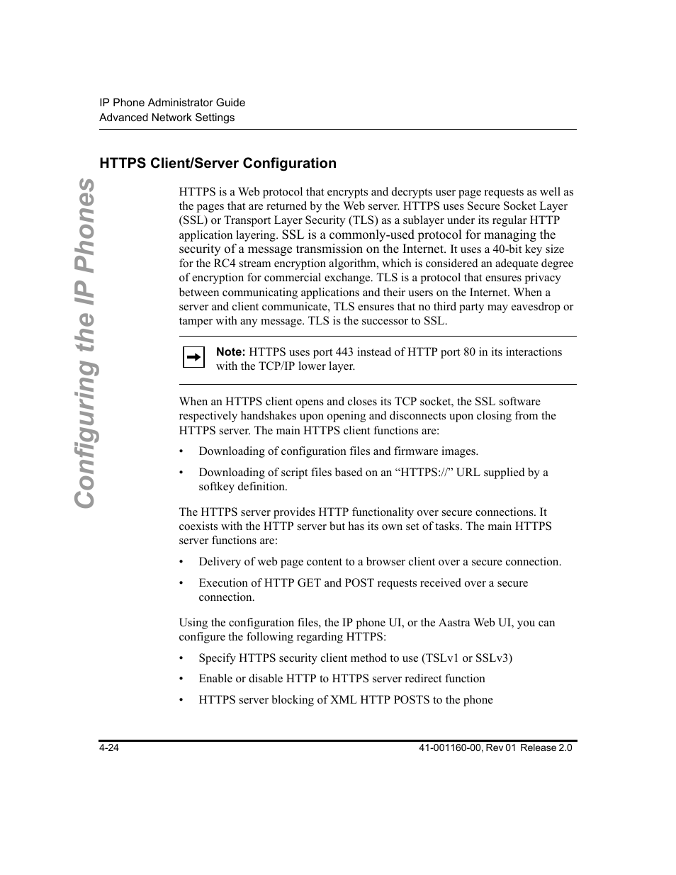 Https client/server configuration, Https client/server configuration -24, Configuring the ip phones | Aastra Telecom SISIP 57I CT User Manual | Page 90 / 602
