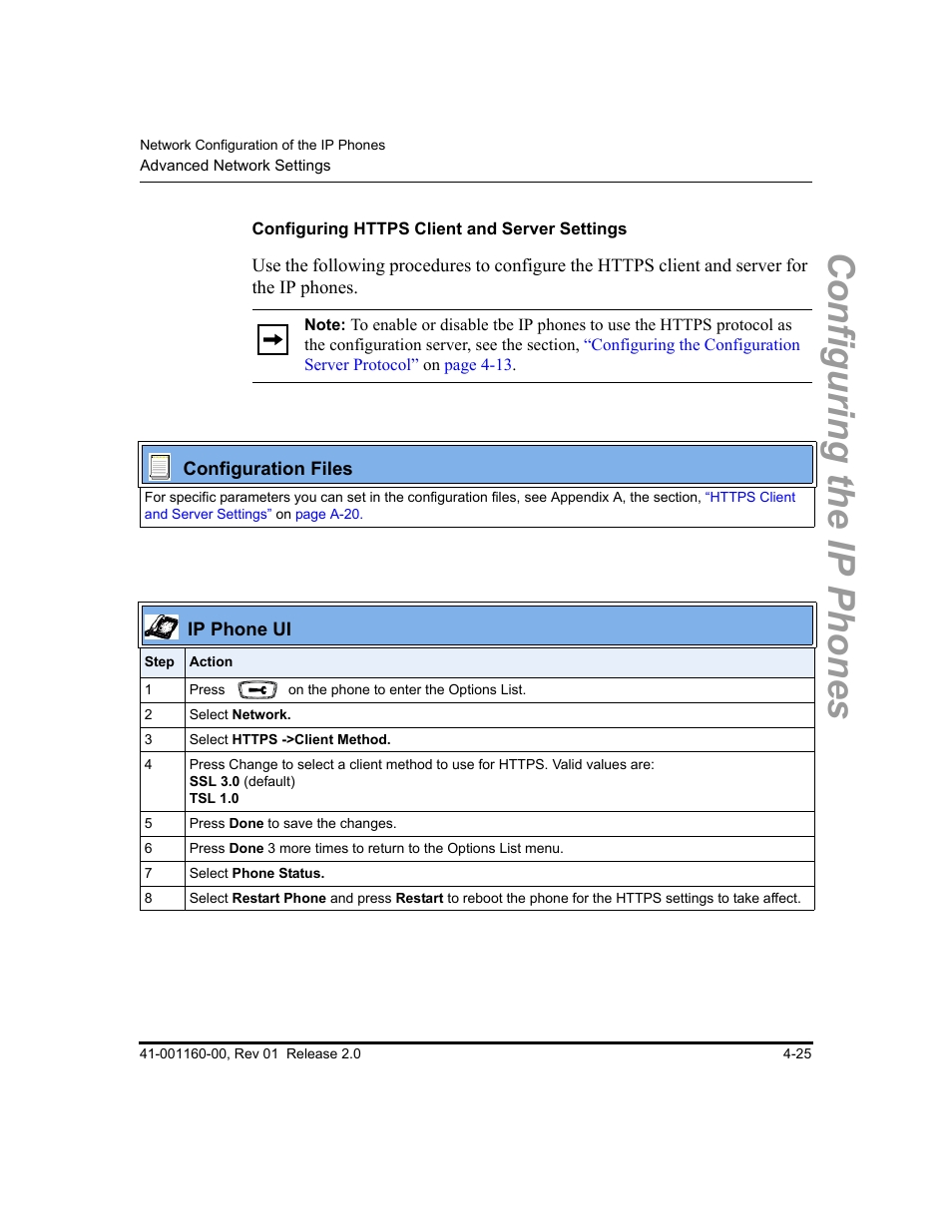 Configuring https client and server settings, Configuring the ip phones | Aastra Telecom SISIP 57I CT User Manual | Page 91 / 602