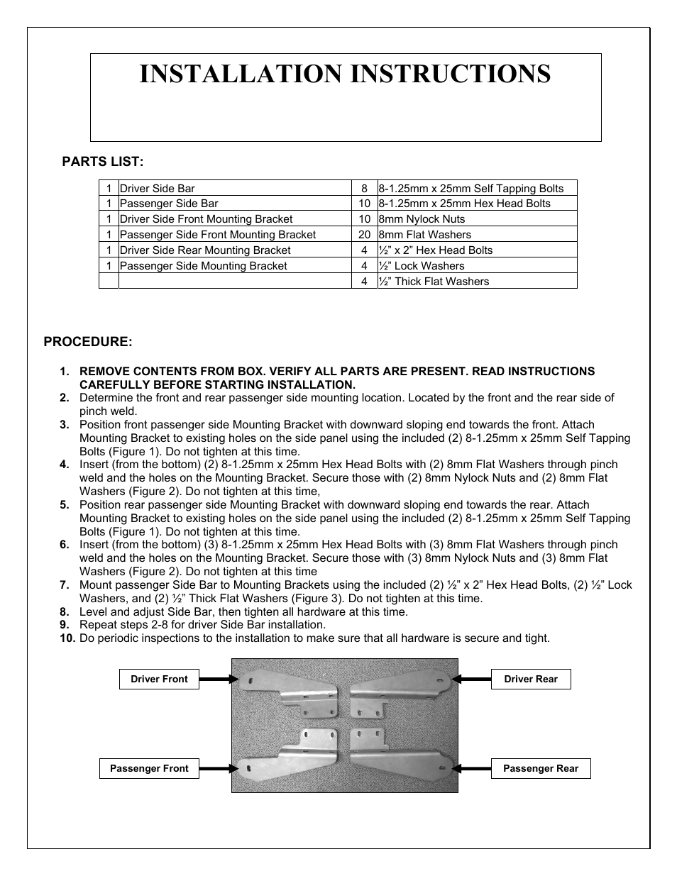 Aries Automotive 203030-2 User Manual | 2 pages