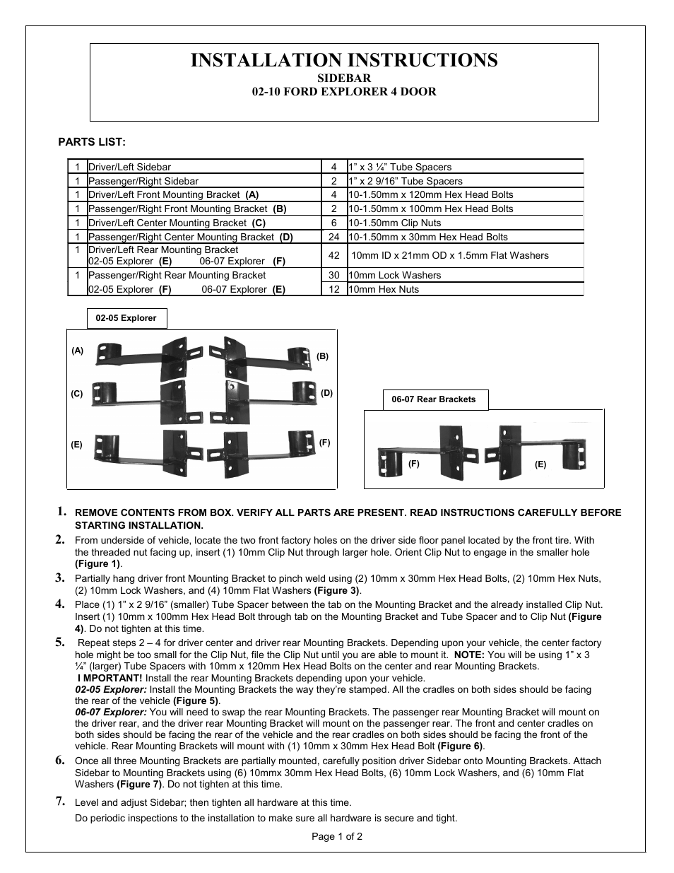 Aries Automotive 203018-2 User Manual | 2 pages