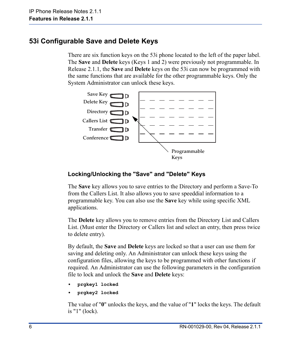 53i configurable save and delete keys, Locking/unlocking the "save" and "delete" keys | Aastra Telecom 57I CT User Manual | Page 10 / 40