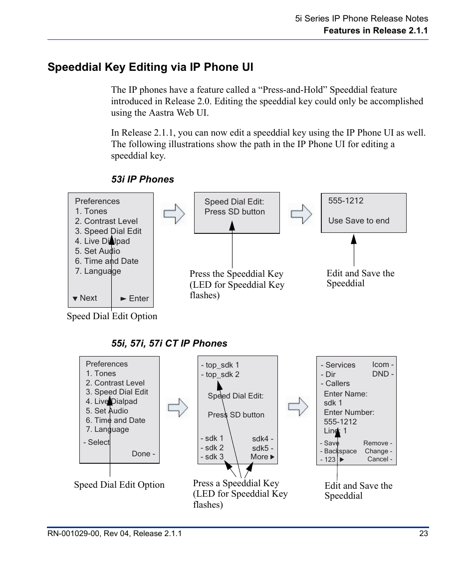 Speeddial key editing via ip phone ui | Aastra Telecom 57I CT User Manual | Page 27 / 40
