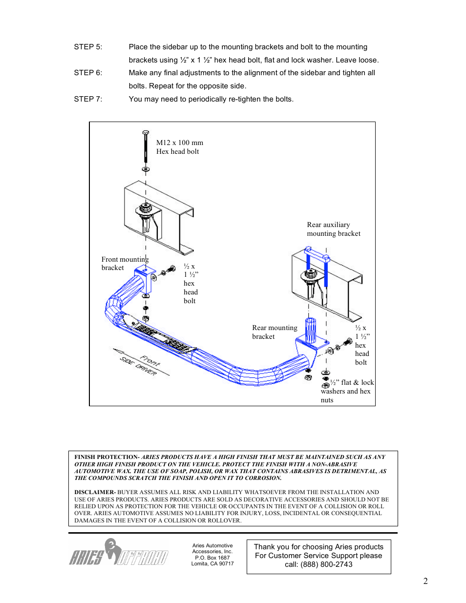 Aries Automotive 203034-2 User Manual | Page 2 / 2