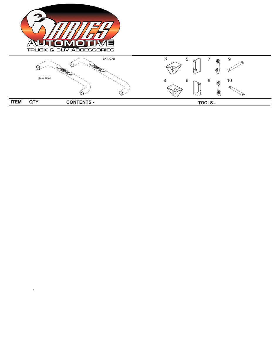 Aries Automotive 203033-2 User Manual | 2 pages