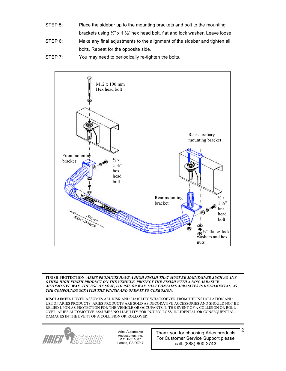 Aries Automotive 203035-2 User Manual | Page 2 / 2