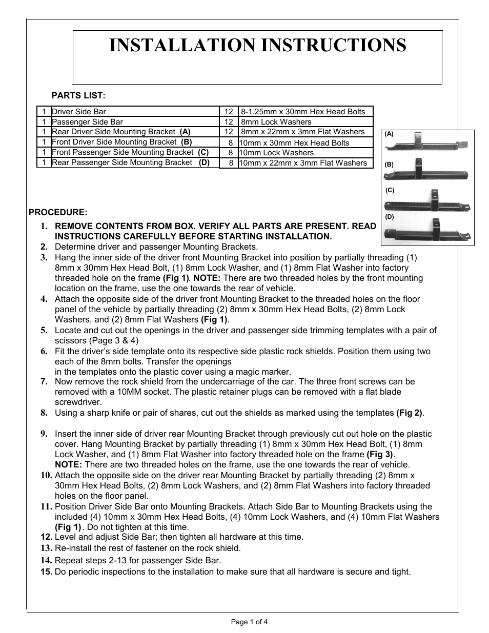 Aries Automotive 206010-2 User Manual | 4 pages