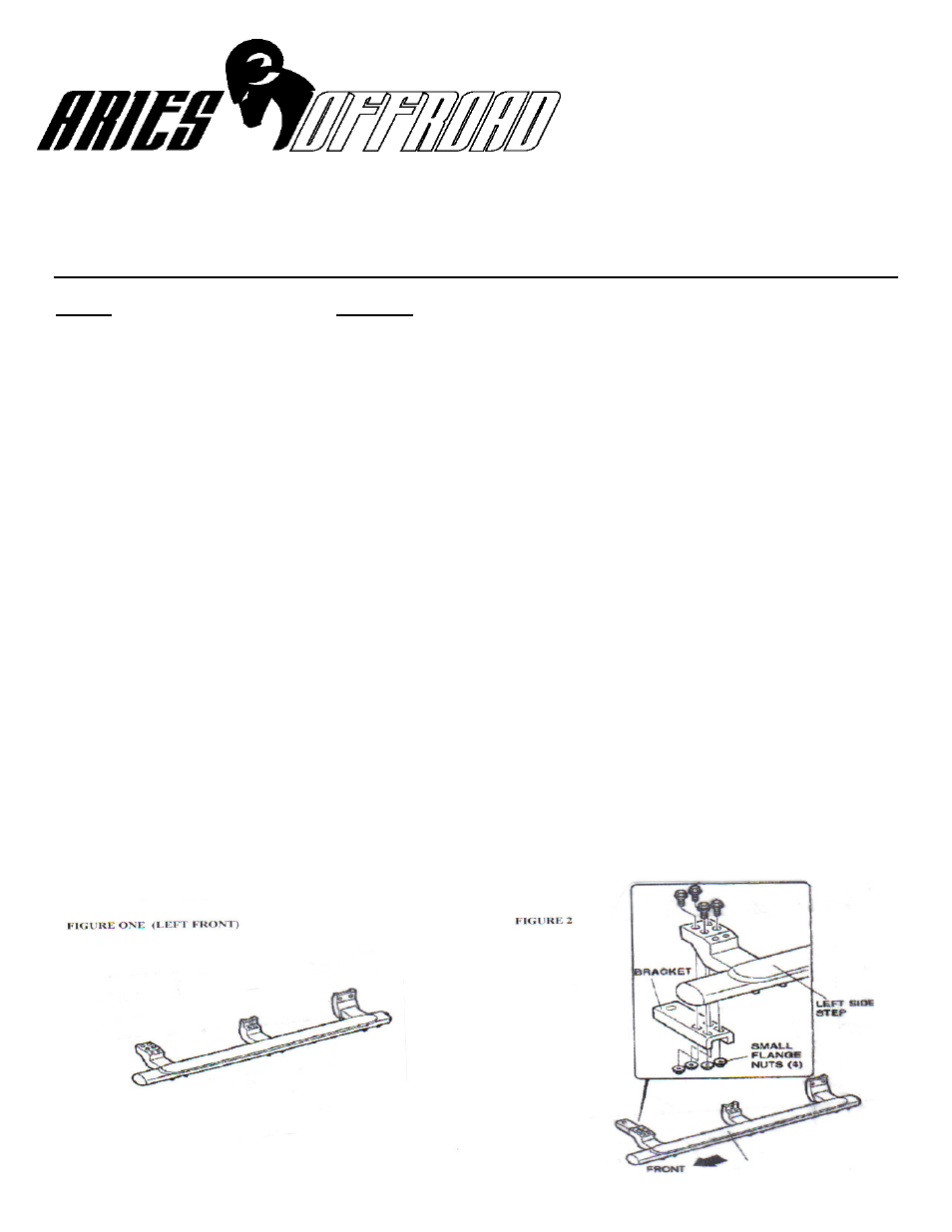 Aries Automotive 206004-2 User Manual | 2 pages
