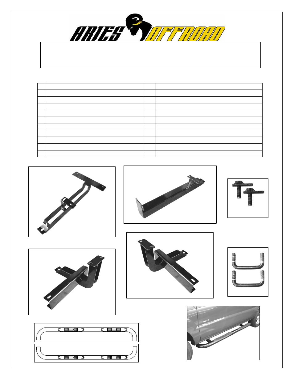 Aries Automotive 200101-2 User Manual | 5 pages