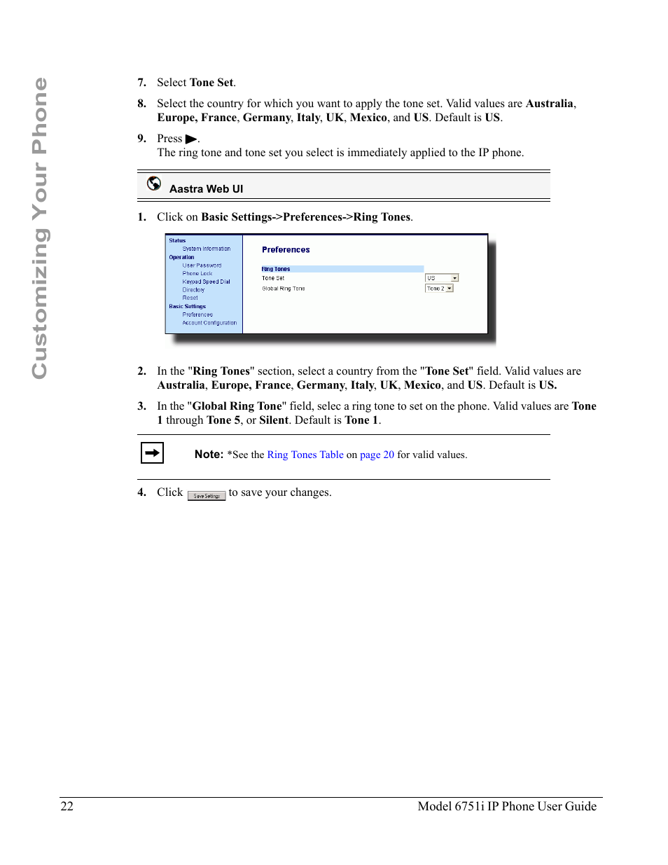 Customizing your phone | Aastra Telecom 6751I User Manual | Page 30 / 128