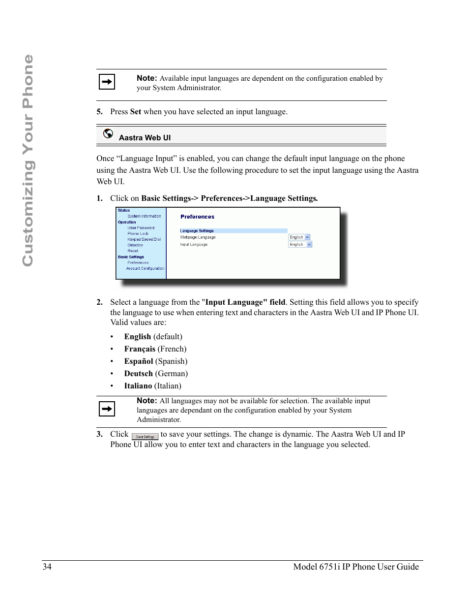 Customizing your phone | Aastra Telecom 6751I User Manual | Page 42 / 128