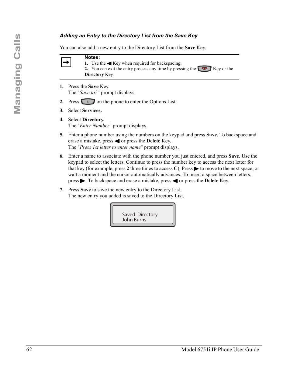Managing calls | Aastra Telecom 6751I User Manual | Page 70 / 128