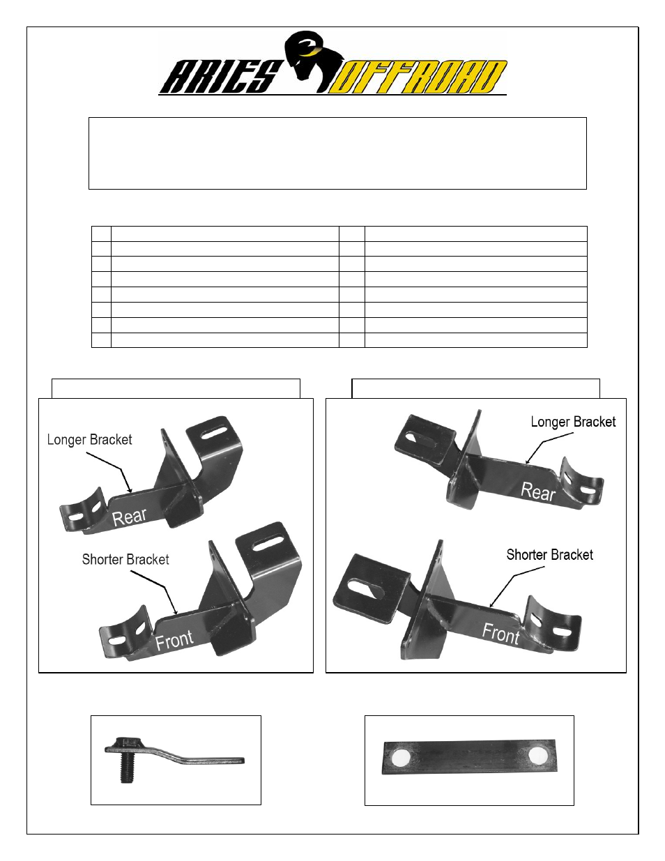 Aries Automotive 201005-2 User Manual | 3 pages