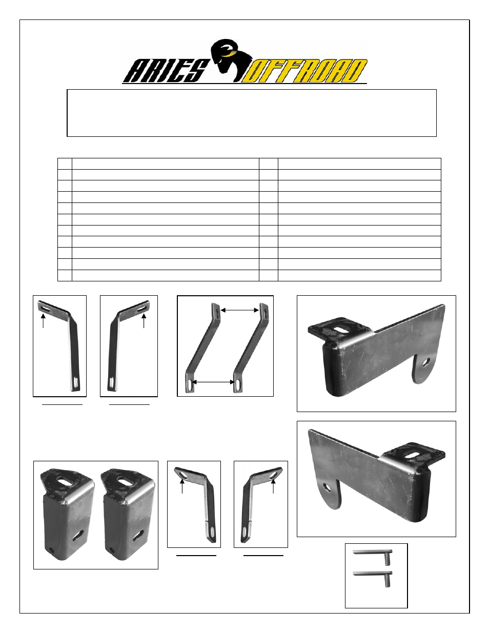 Aries Automotive 200100-2 User Manual | 5 pages