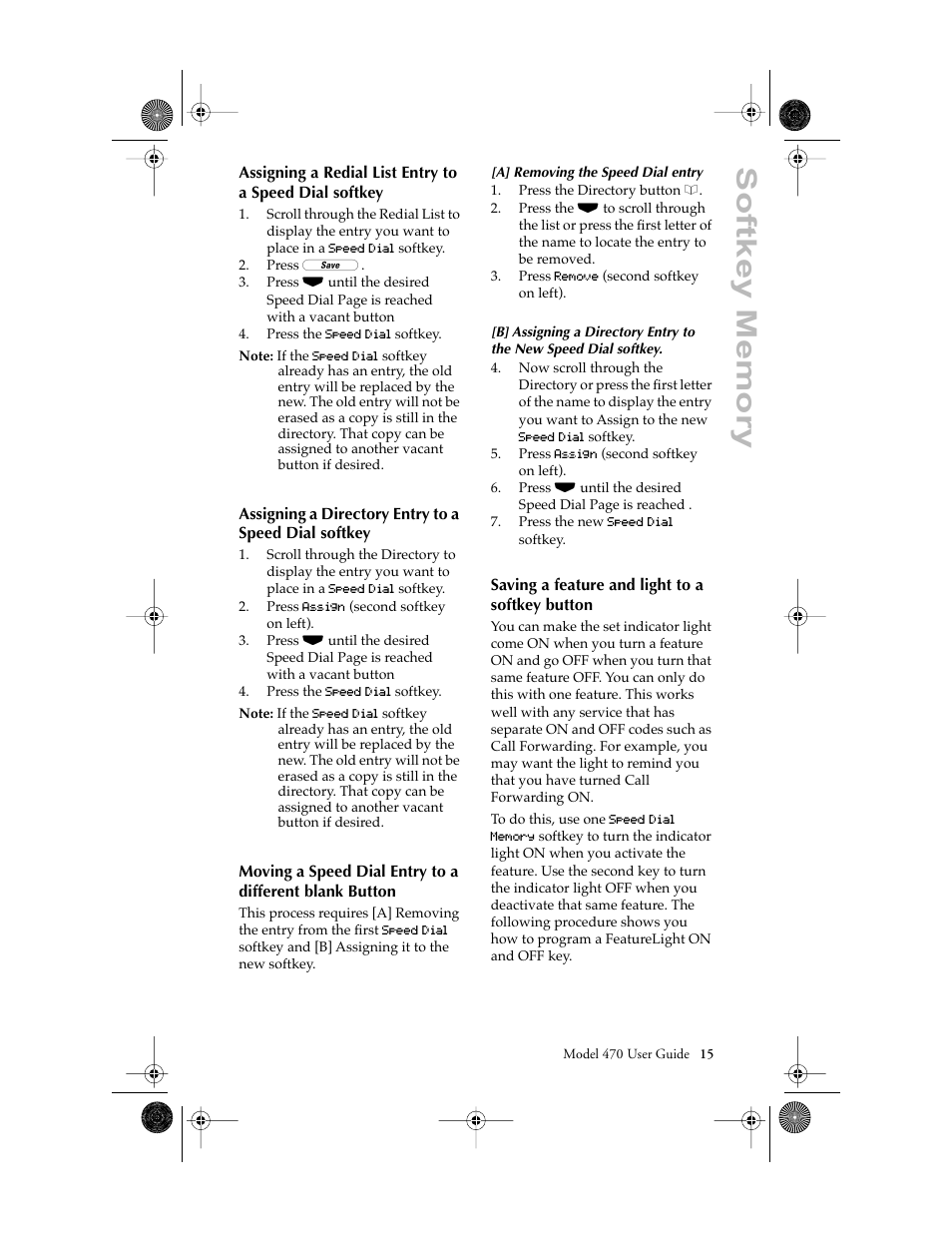 Saving a feature and light to a softkey button | Aastra Telecom 470 User Manual | Page 17 / 27