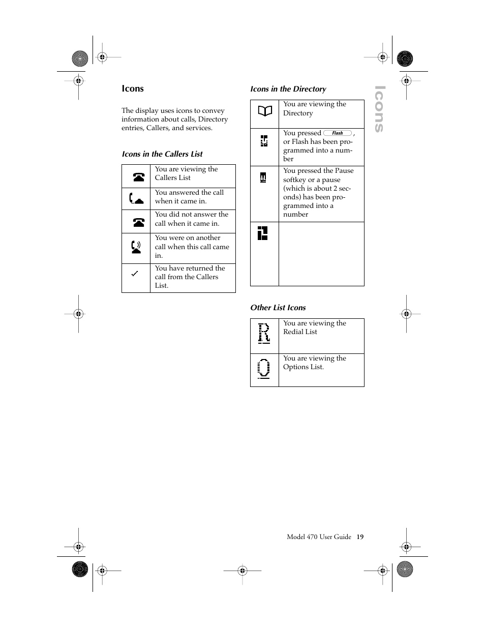 Icons | Aastra Telecom 470 User Manual | Page 21 / 27