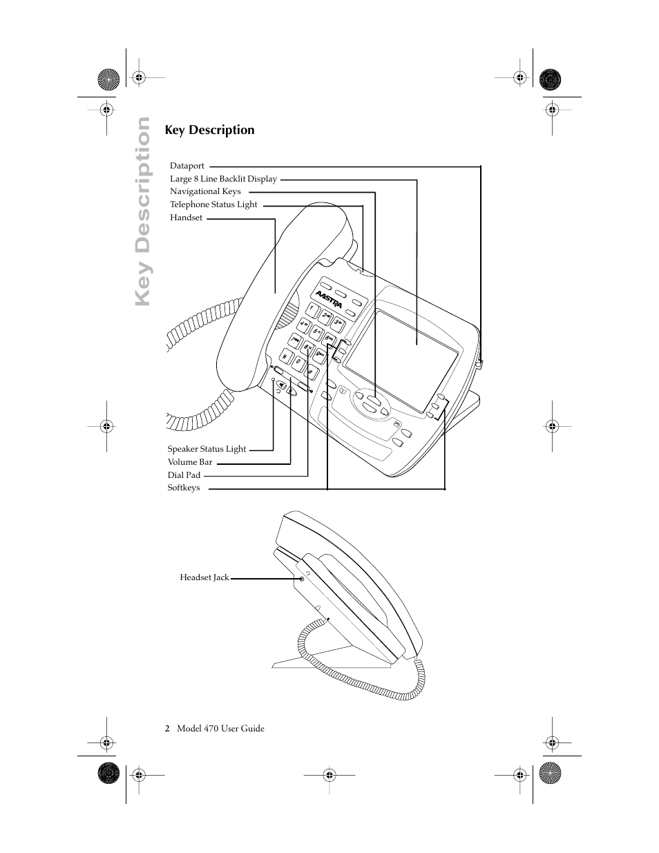 Key description | Aastra Telecom 470 User Manual | Page 4 / 27