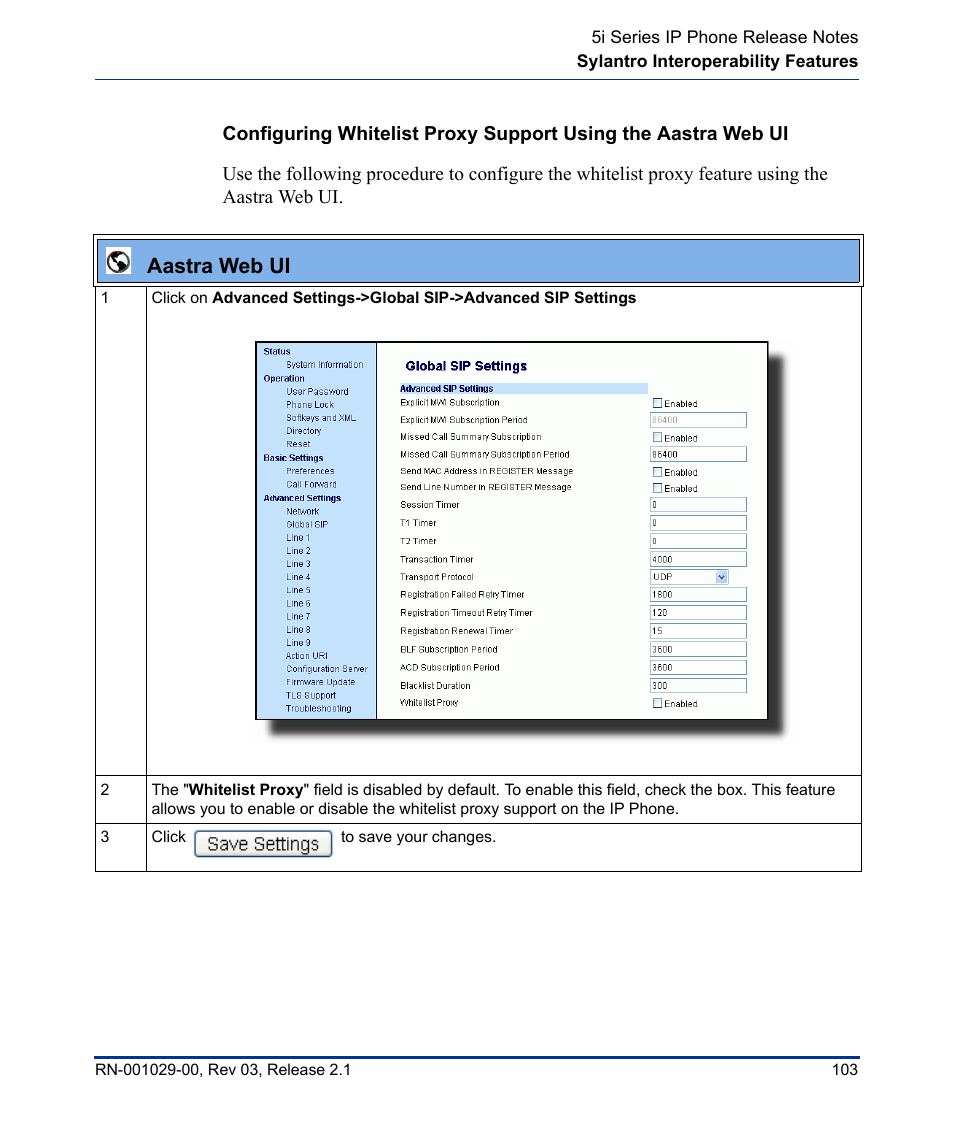 Aastra web ui | Aastra Telecom 53I User Manual | Page 109 / 124