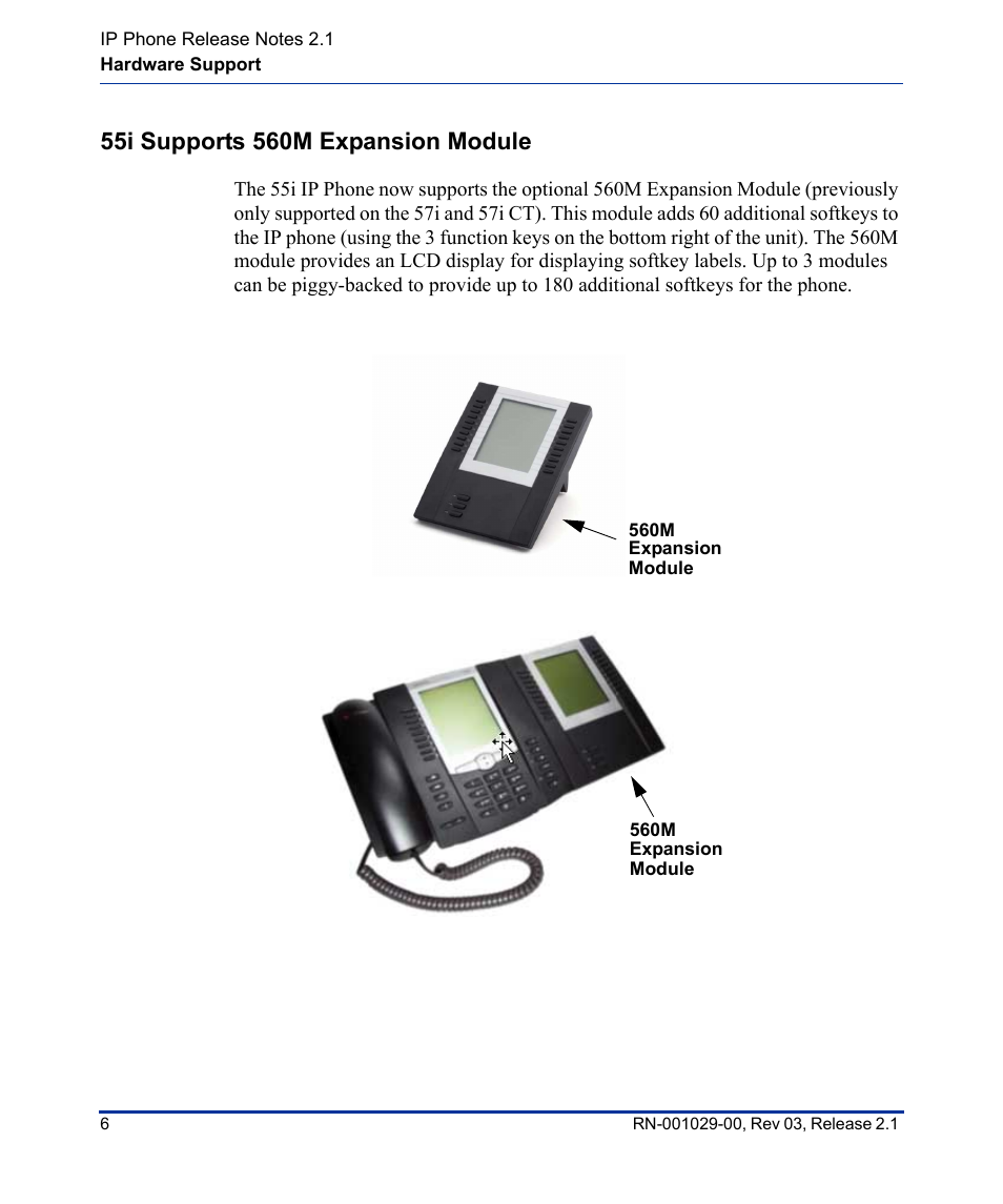 55i supports 560m expansion module | Aastra Telecom 53I User Manual | Page 12 / 124