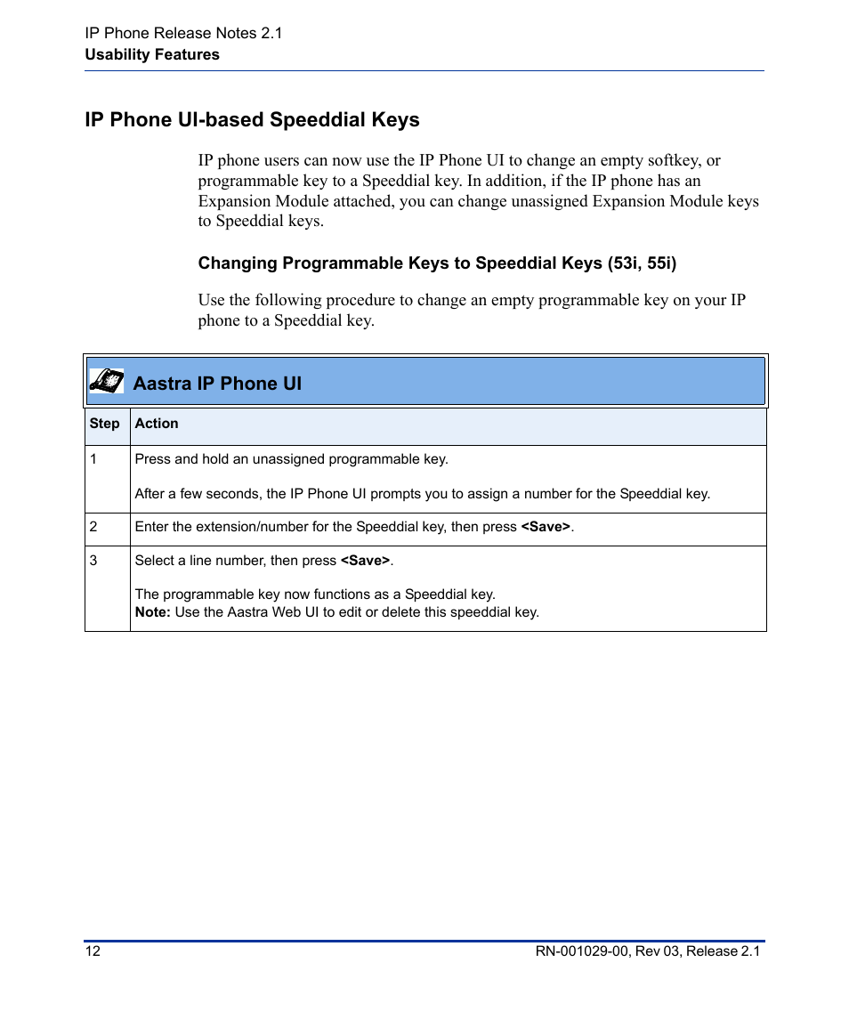 Ip phone ui-based speeddial keys, Aastra ip phone ui | Aastra Telecom 53I User Manual | Page 18 / 124