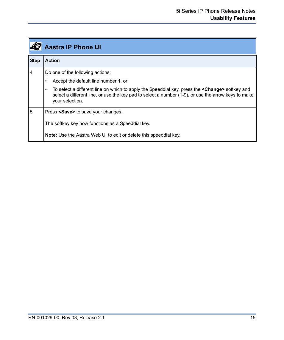Aastra ip phone ui | Aastra Telecom 53I User Manual | Page 21 / 124