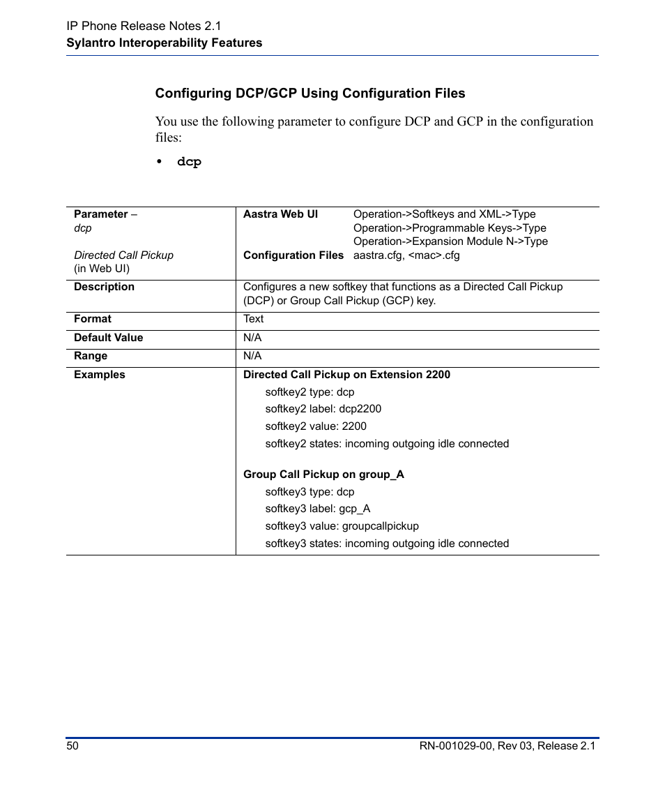 Configuring dcp/gcp using configuration files | Aastra Telecom 53I User Manual | Page 56 / 124