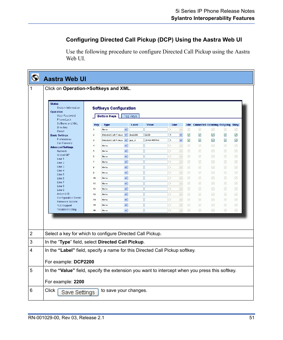 Aastra web ui | Aastra Telecom 53I User Manual | Page 57 / 124