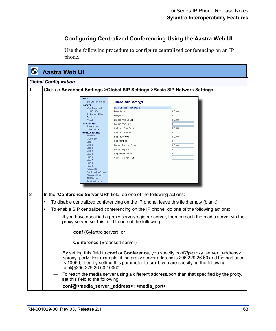 Aastra web ui | Aastra Telecom 53I User Manual | Page 69 / 124