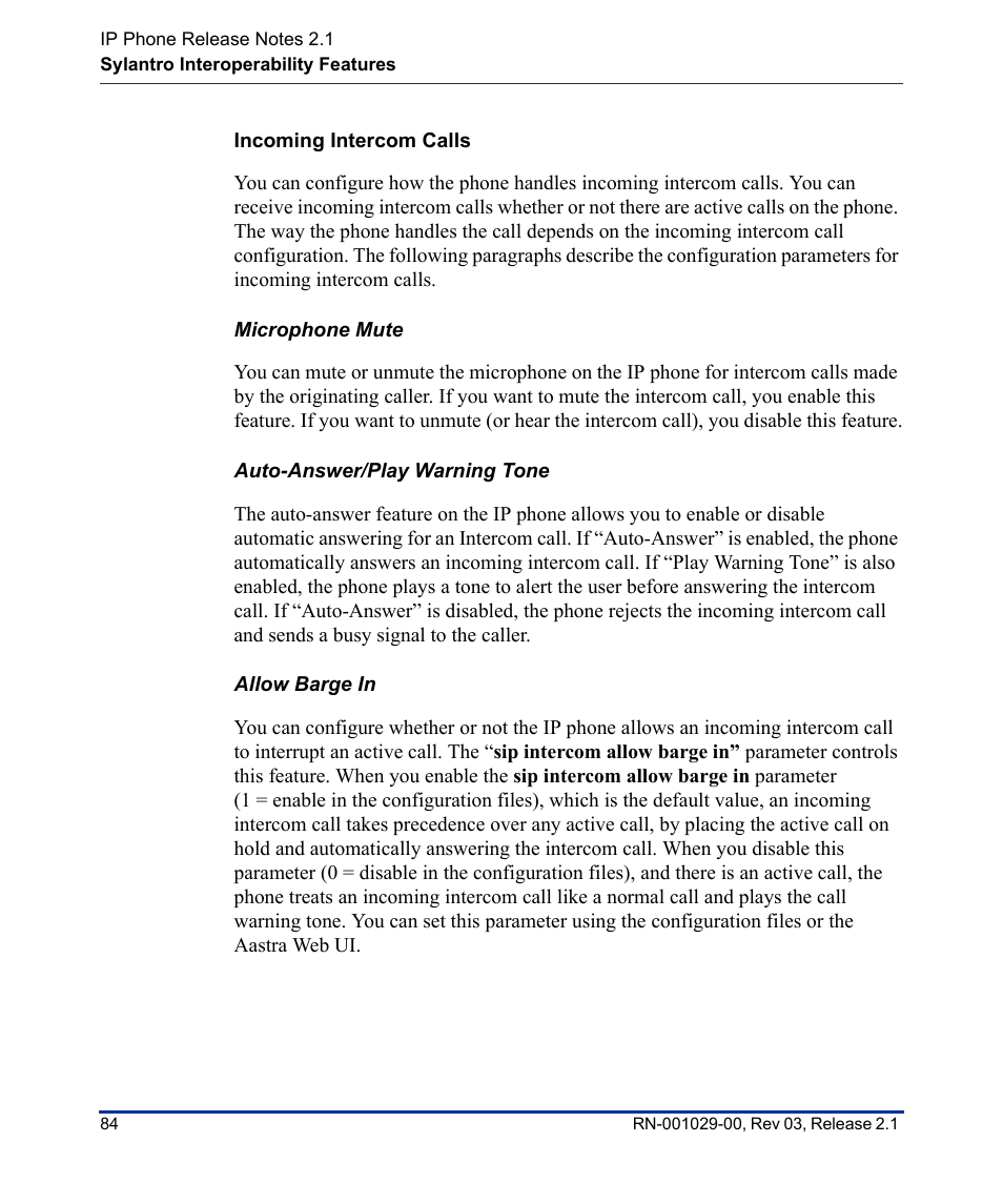 Incoming intercom calls | Aastra Telecom 53I User Manual | Page 90 / 124