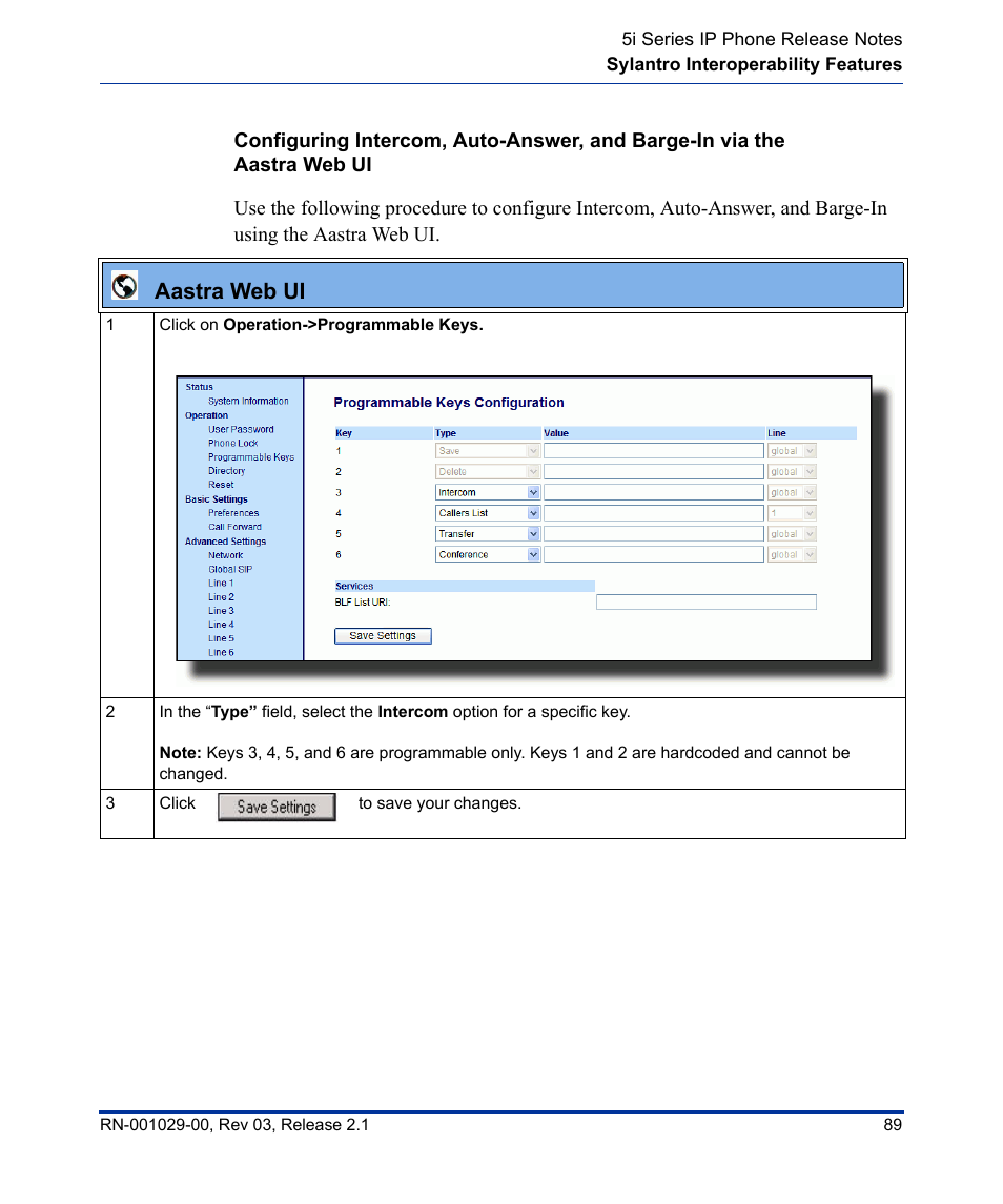 Aastra web ui | Aastra Telecom 53I User Manual | Page 95 / 124