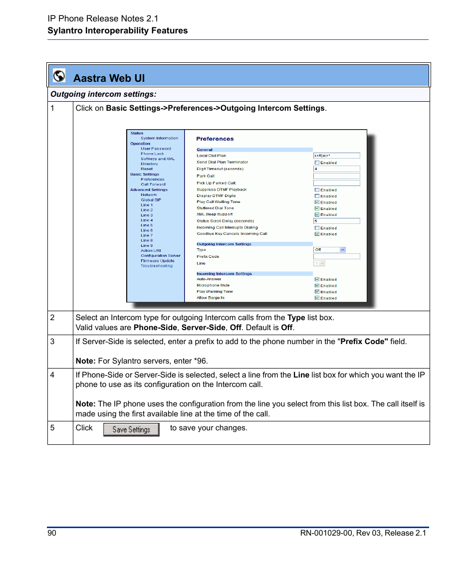 Aastra web ui | Aastra Telecom 53I User Manual | Page 96 / 124
