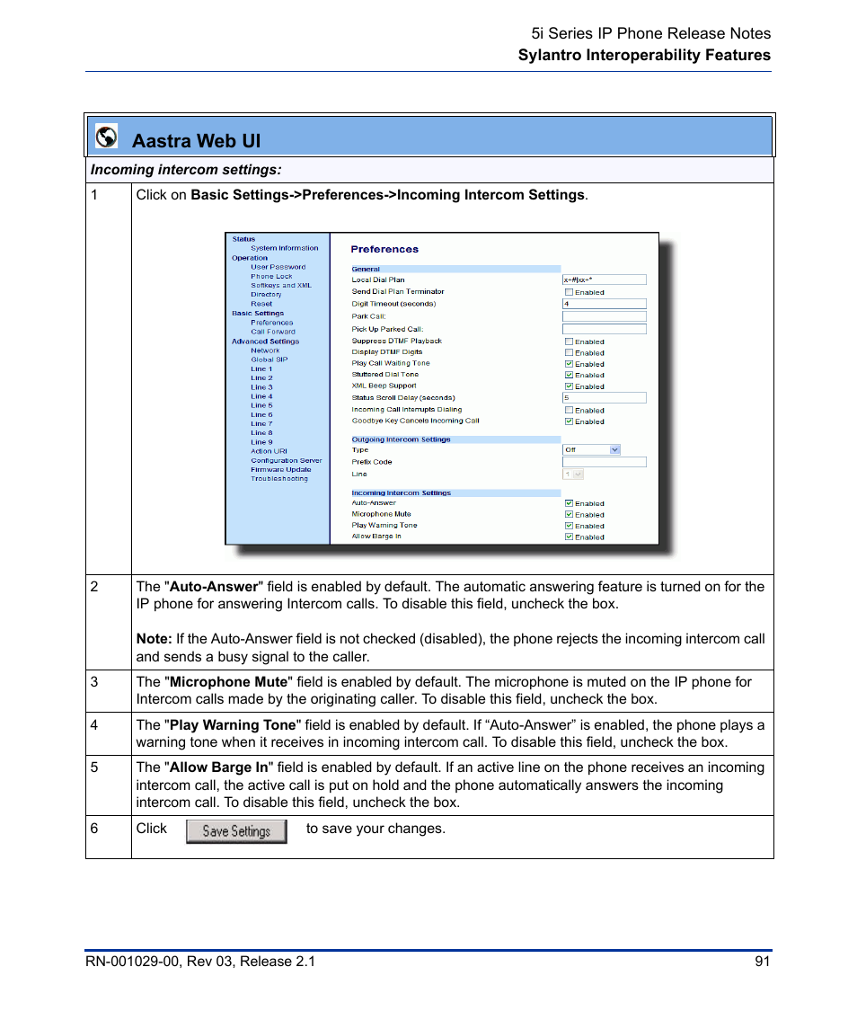 Aastra web ui | Aastra Telecom 53I User Manual | Page 97 / 124