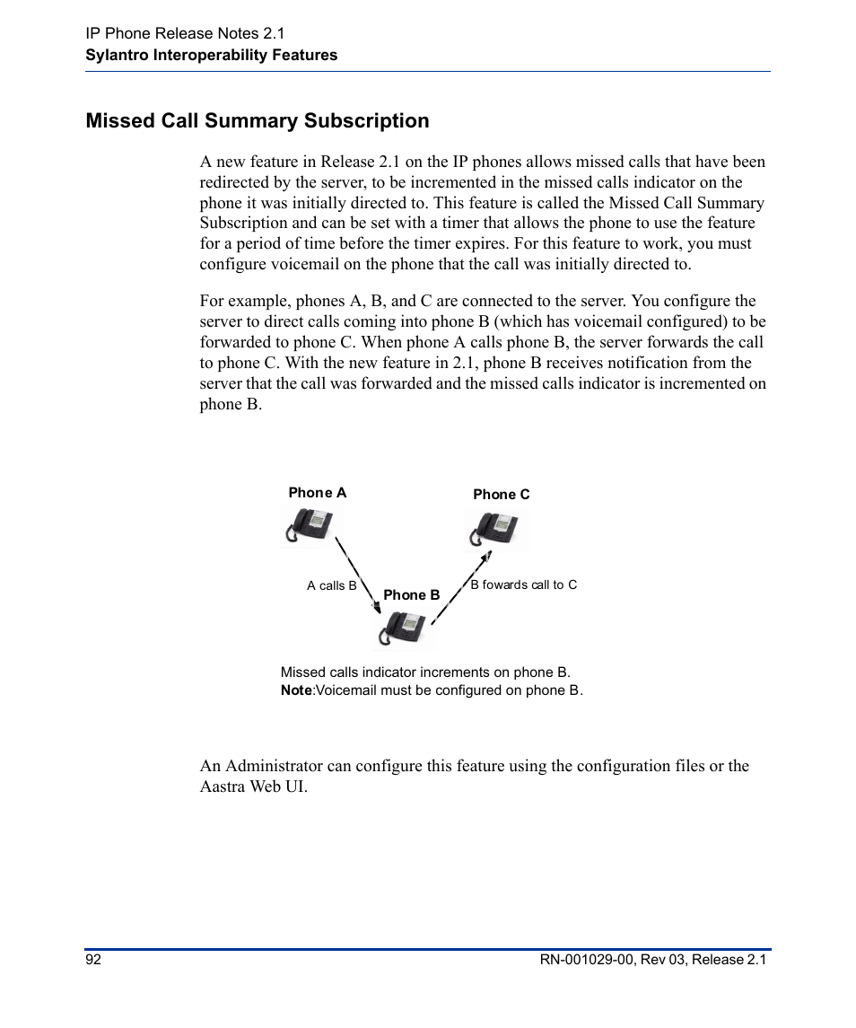 Missed call summary subscription | Aastra Telecom 53I User Manual | Page 98 / 124