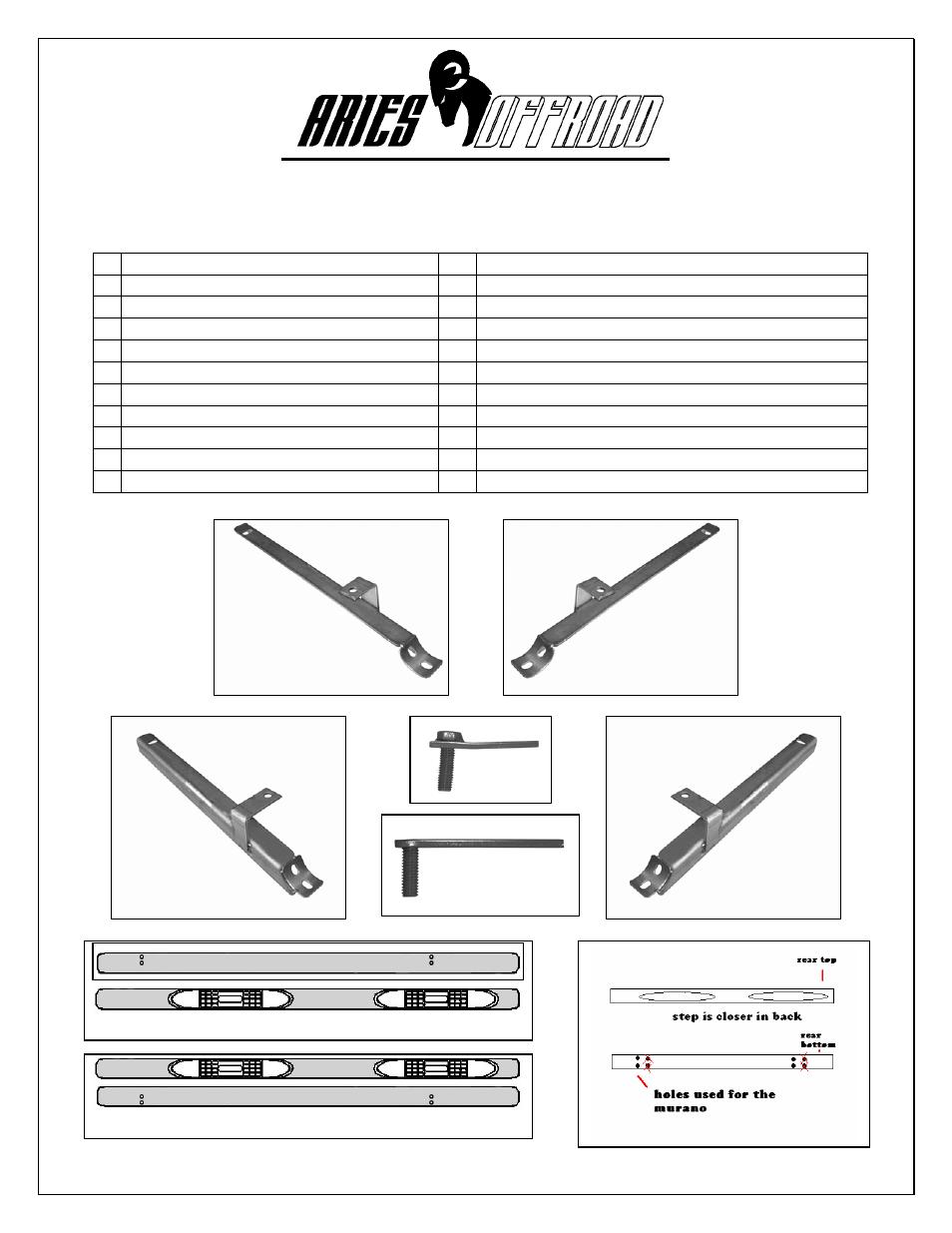 Aries Automotive 209012-2 User Manual | 4 pages