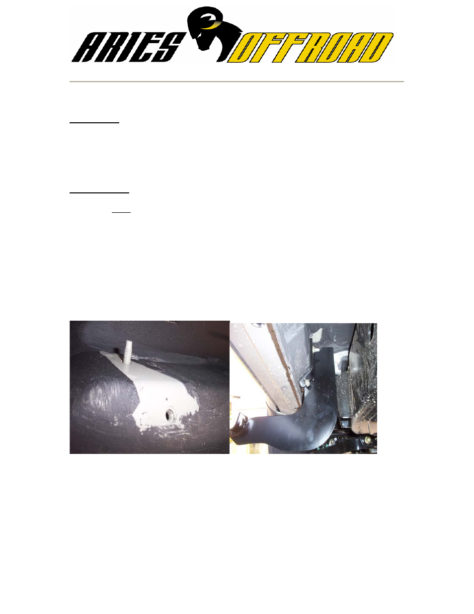 Aries Automotive 209006-2 User Manual | 1 page