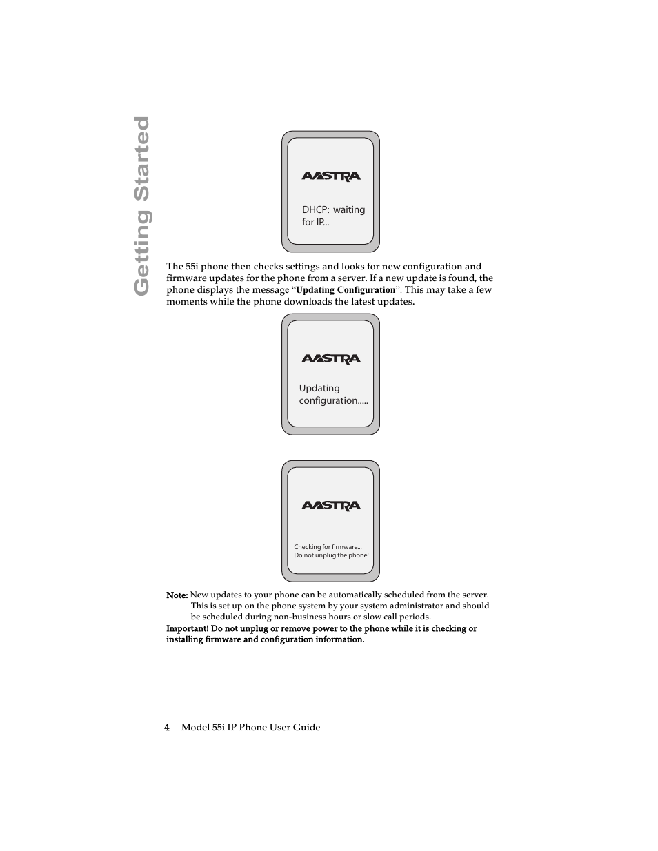 Getting started | Aastra Telecom 55i IP Phone User Manual | Page 10 / 152