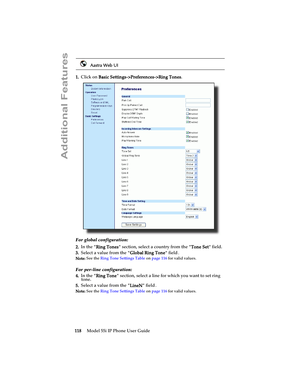 Additional features | Aastra Telecom 55i IP Phone User Manual | Page 124 / 152