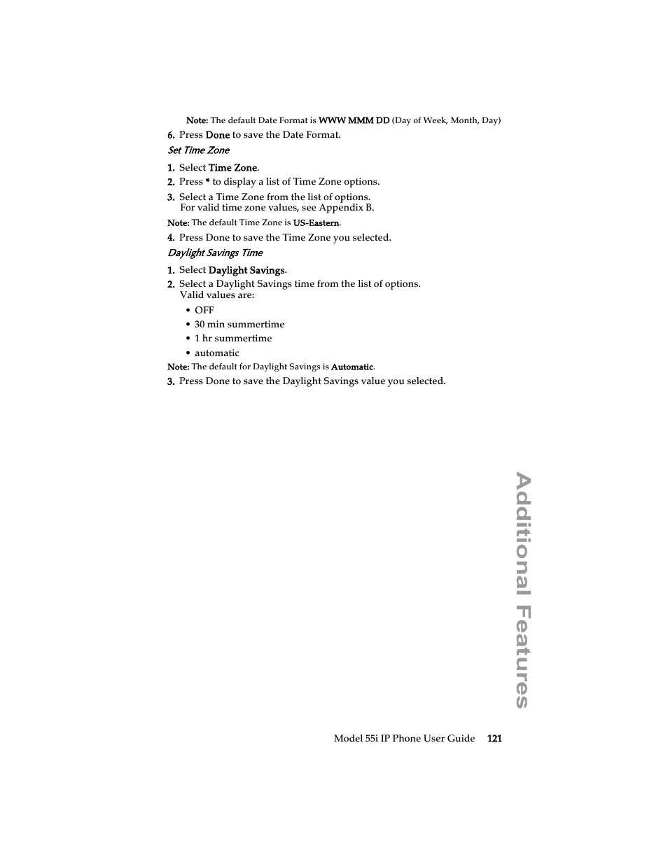Additional features | Aastra Telecom 55i IP Phone User Manual | Page 127 / 152