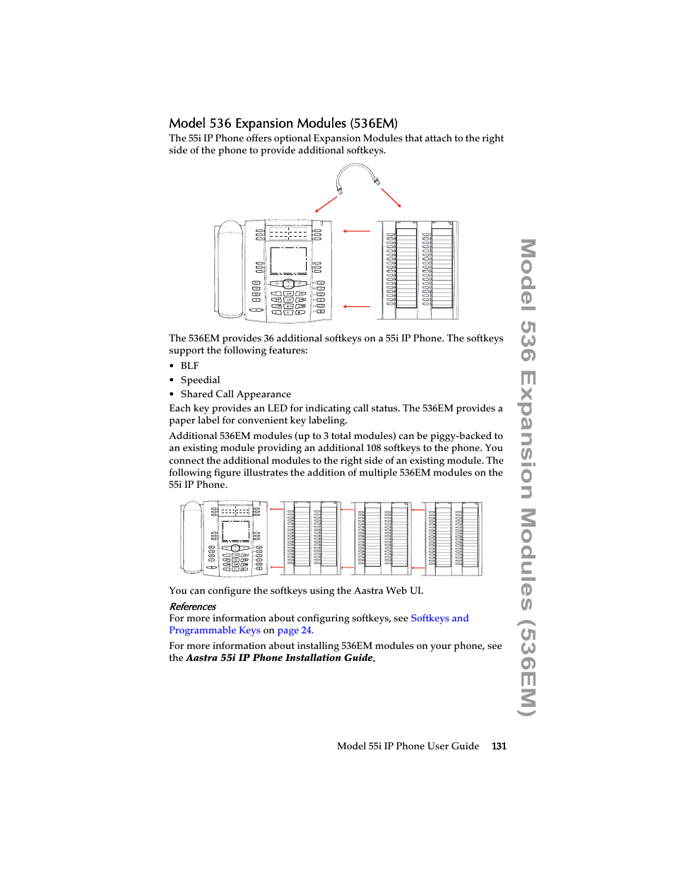 Model 536 expansion modules (536em) | Aastra Telecom 55i IP Phone User Manual | Page 137 / 152
